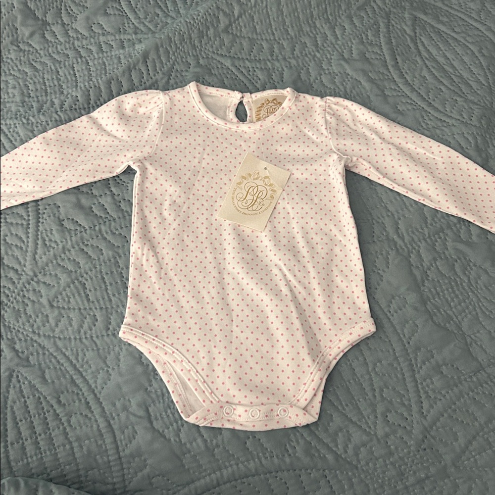 The Beaufort Bonnet Pink Polka Dot Baby Onesie